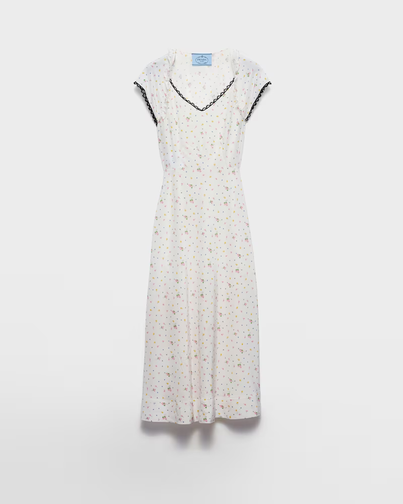 Floral print pongé dress