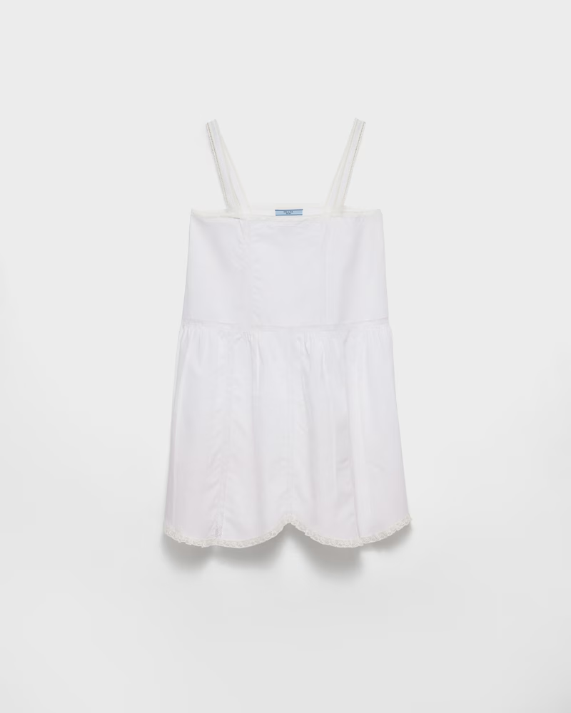 Embroidered vintage-look fabric mini-dress